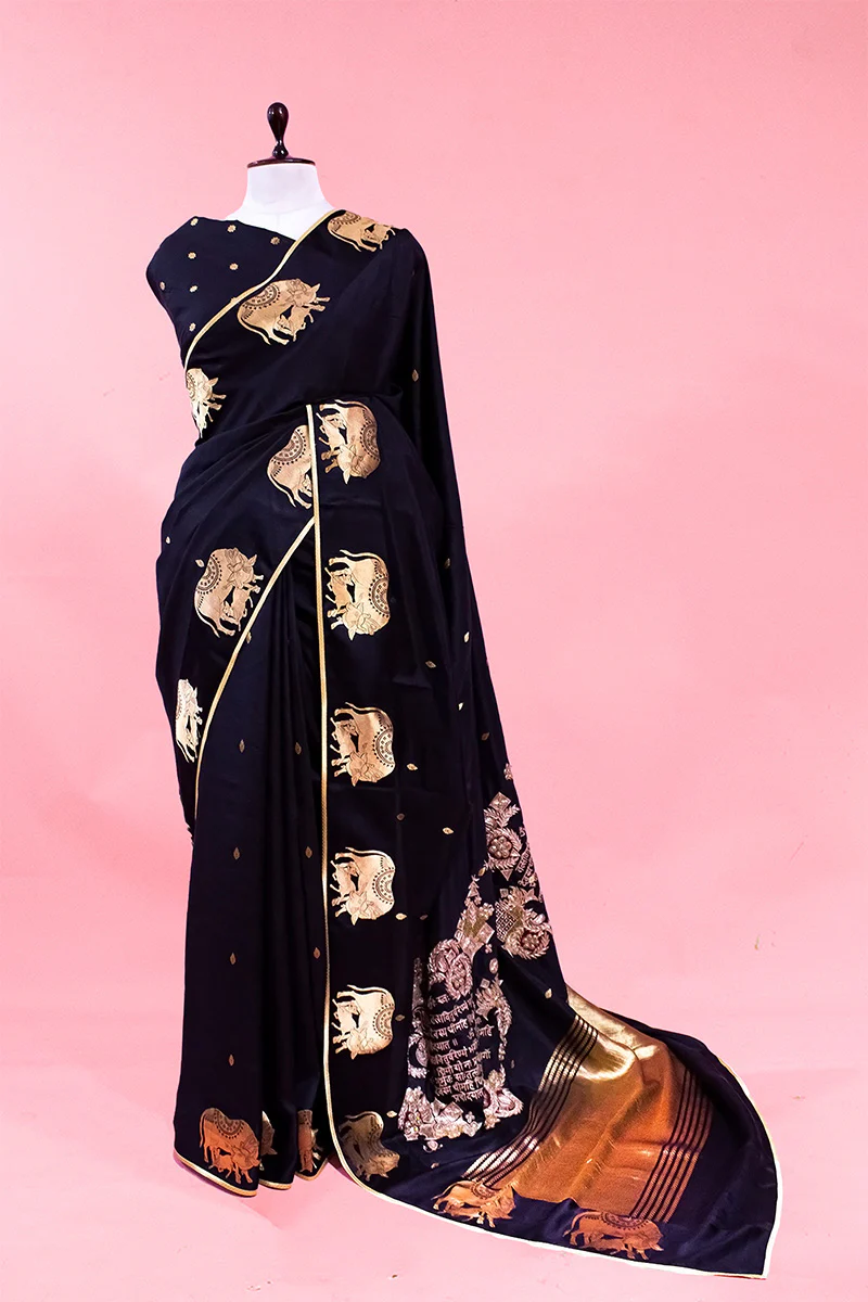 Black Banarasi saree - Image 2
